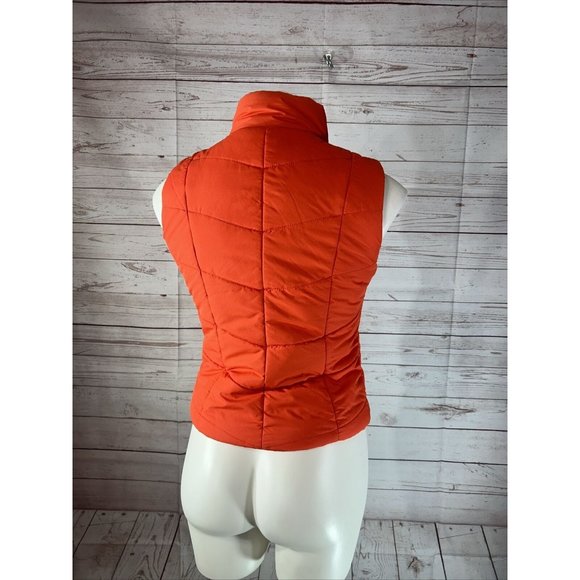 Aeropostale Women's Quilted Puffer Vest Size XS Orange Zip up gray Lined - Picture 3 of 9